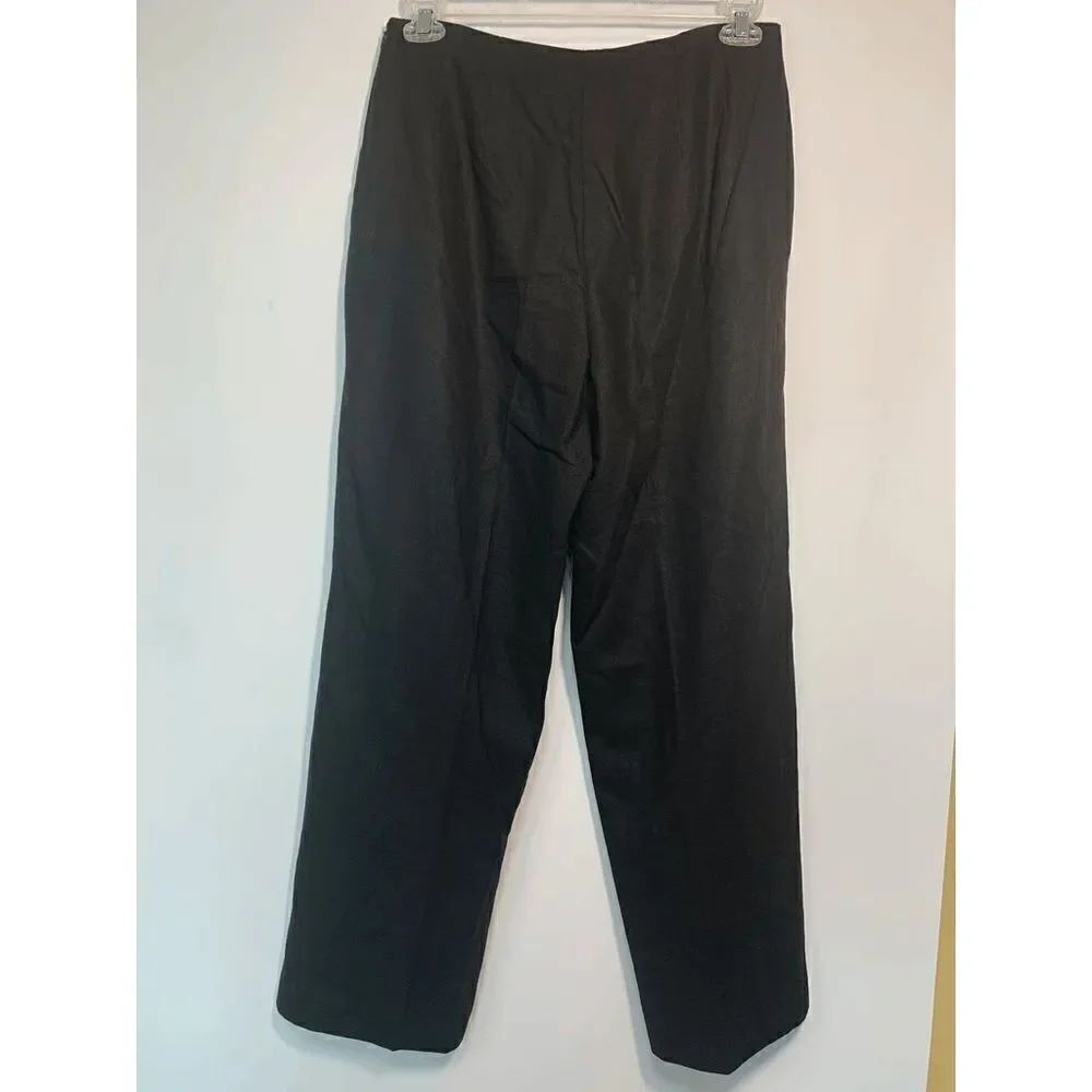 Dressbarn Flat Front Linen Side Zip Lined Pant